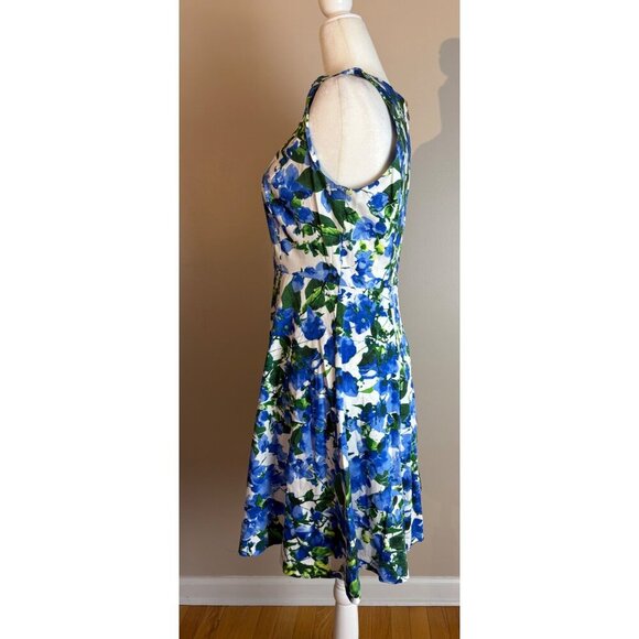 Milly For Design Nation Blue + Green Floral Sleeveless Mini Dress Size 4 - Picture 5 of 12